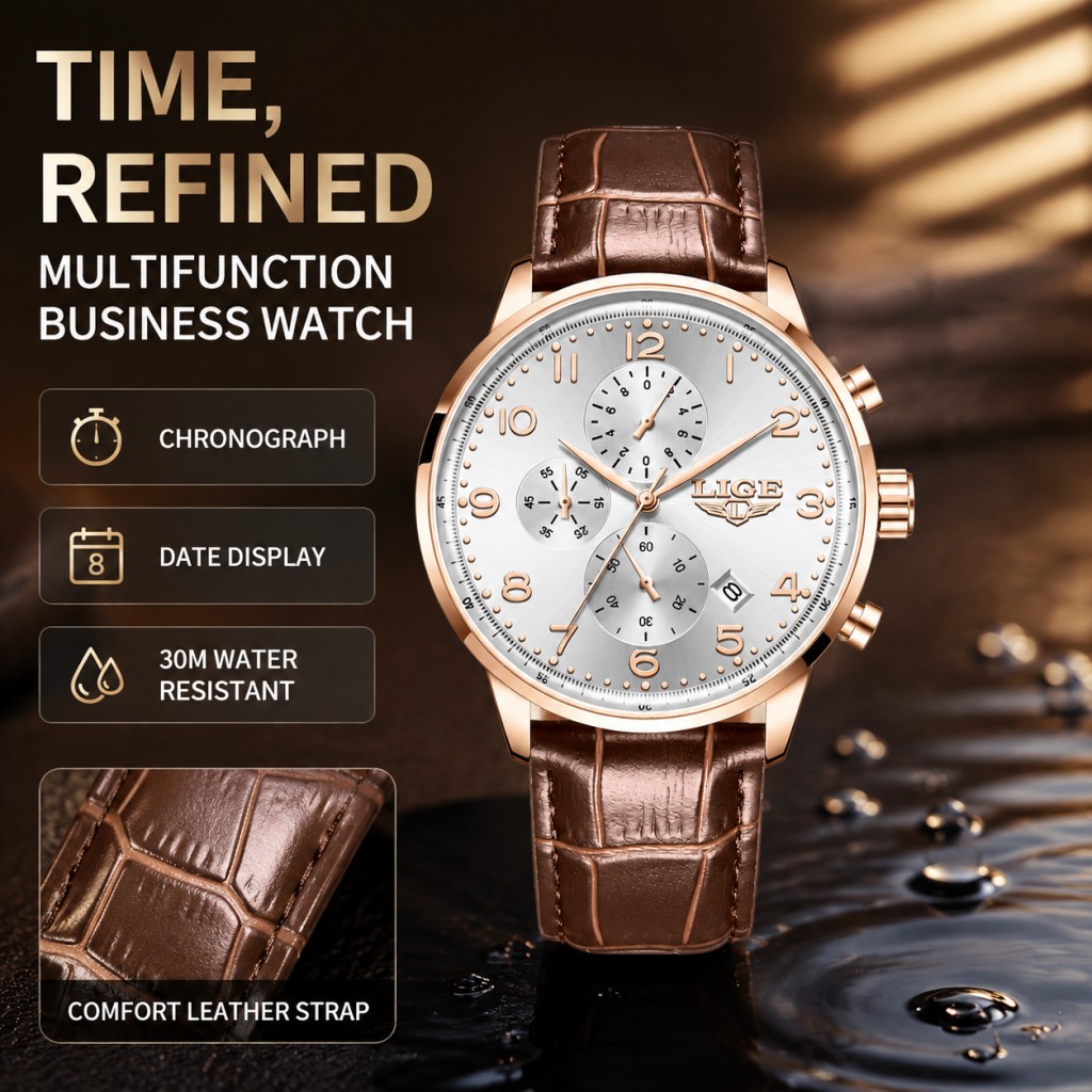 Luxury Watch Top 10 - LIGE Nowy Męski Zegarek Modny Topowy