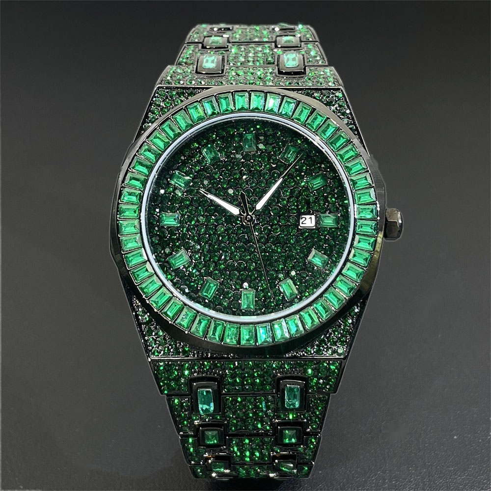 Luxury Watch Iceberg - 2024 Hip Hop Zielony Diamentowy Zegarek